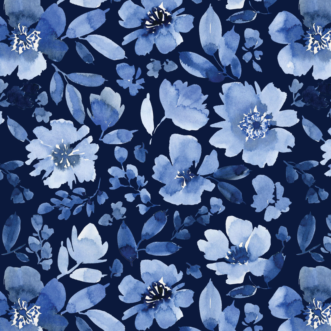 Classic Blue Floral - Touch Textiles by EZ Fabric Minky Print Classic Blue Floral - Touch Textiles by EZ Fabric Minky Print