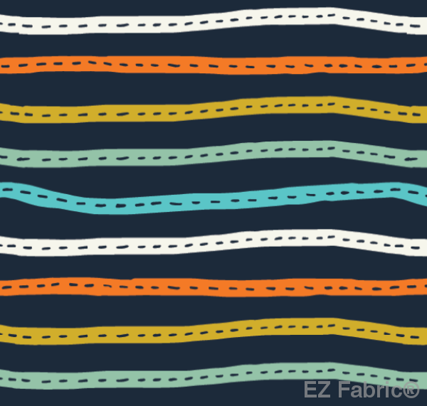 Follow The Road Navy Print Minky By EZ Fabric
