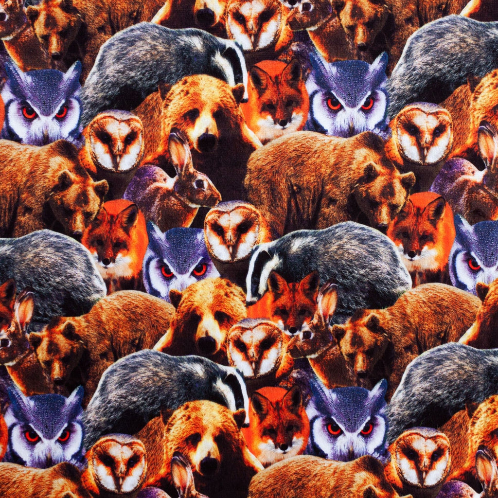 Woodland Animals forest critter minky fabric, swatch