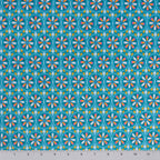 Flower Wheel minky fabric, floral medallion close-up