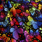Large butterfly neon rainbow minky fabric, pattern detail