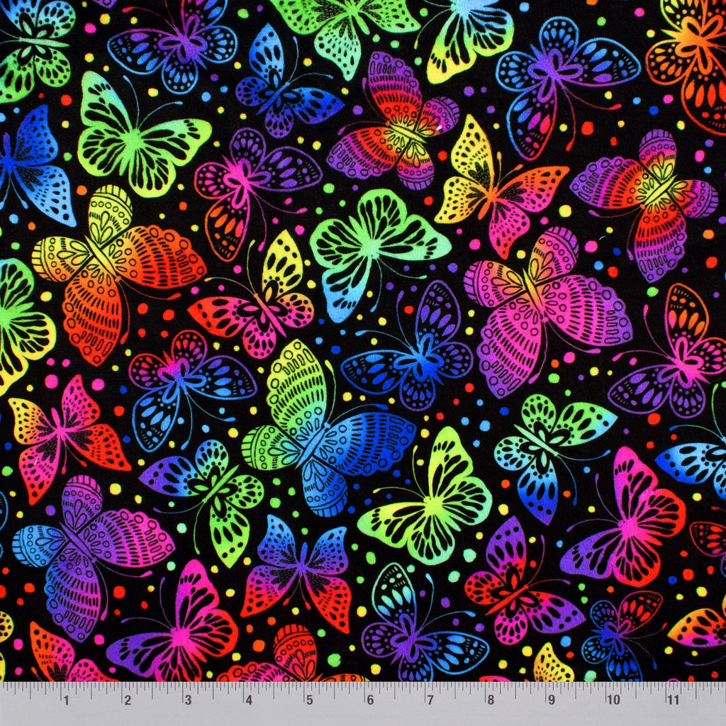 Large butterfly minky fabric, close-up of pile