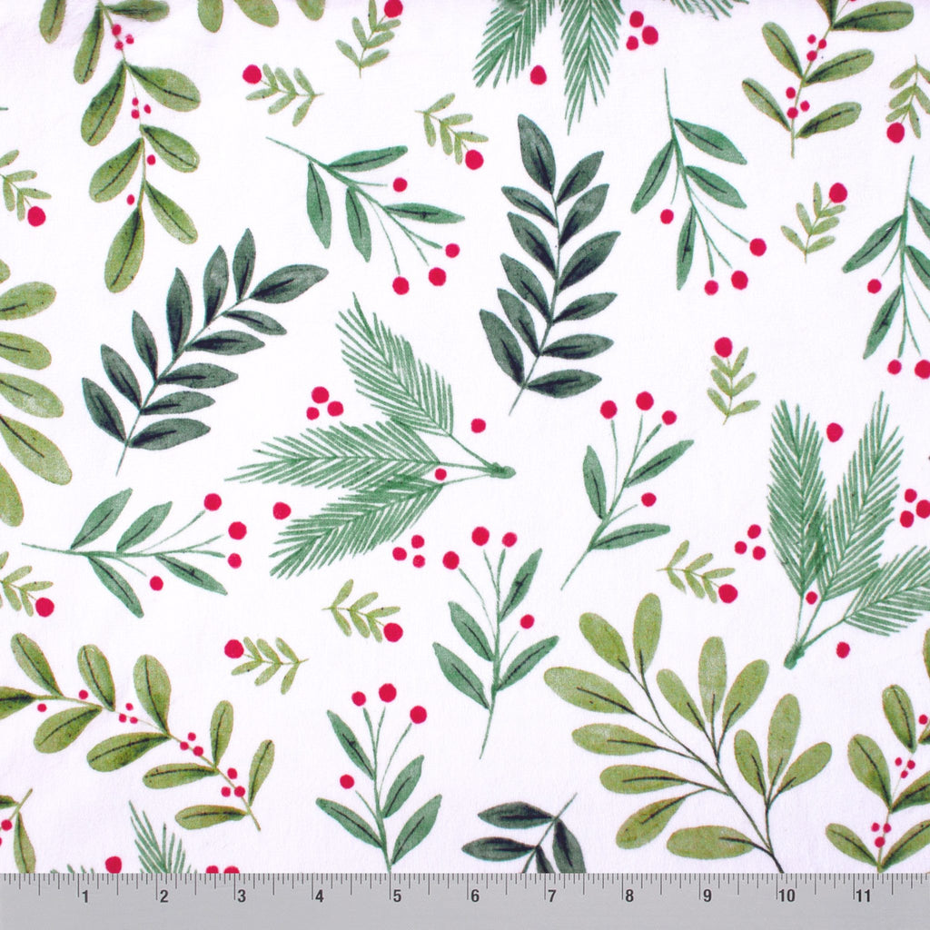 Christmas holly minky, multiple colorway comparison