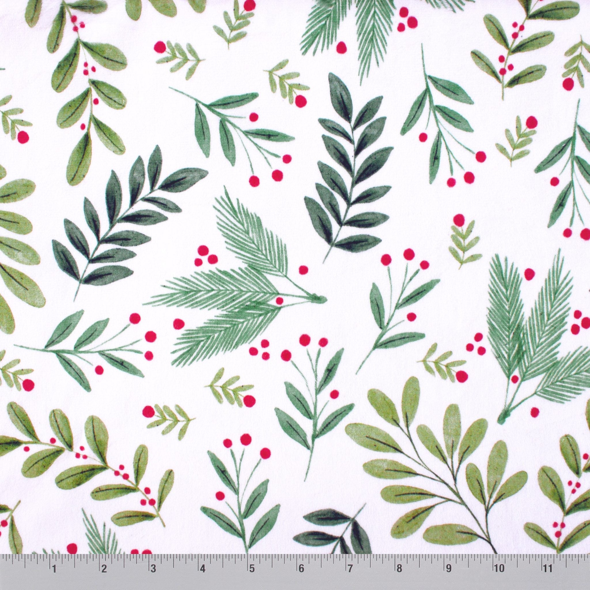 Christmas holly minky, multiple colorway comparison
