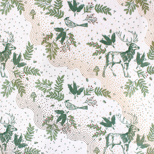 Christmas toile minky fabric, red colorway line-art print swatch