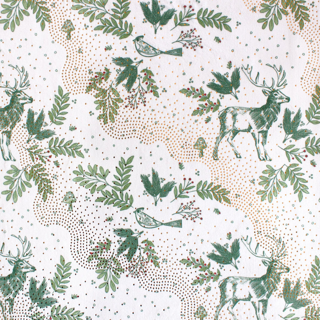 Christmas toile minky fabric, red colorway line-art print swatch