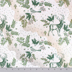 Christmas toile printed minky, close-up of toile motif detail