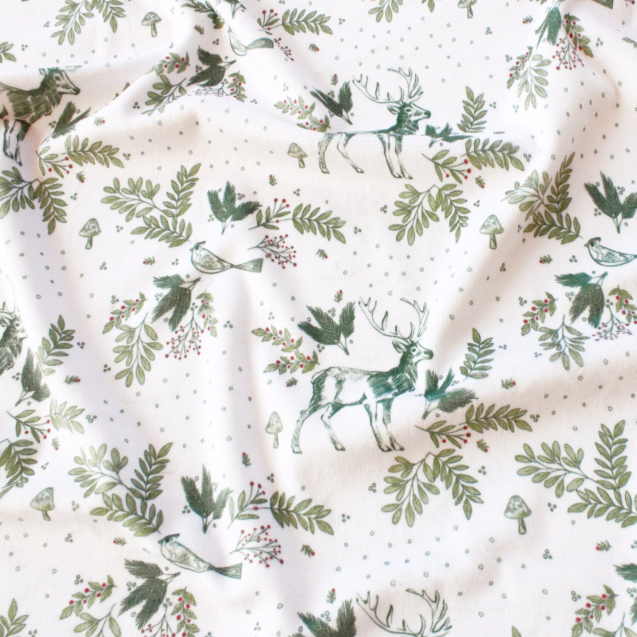 Christmas toile minky, full-width panel view