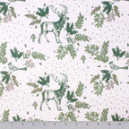 Christmas toile minky fabric, cream colorway swatch