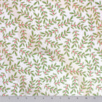 Ditsy Holly minky fabric, holly leaf and berry close-up