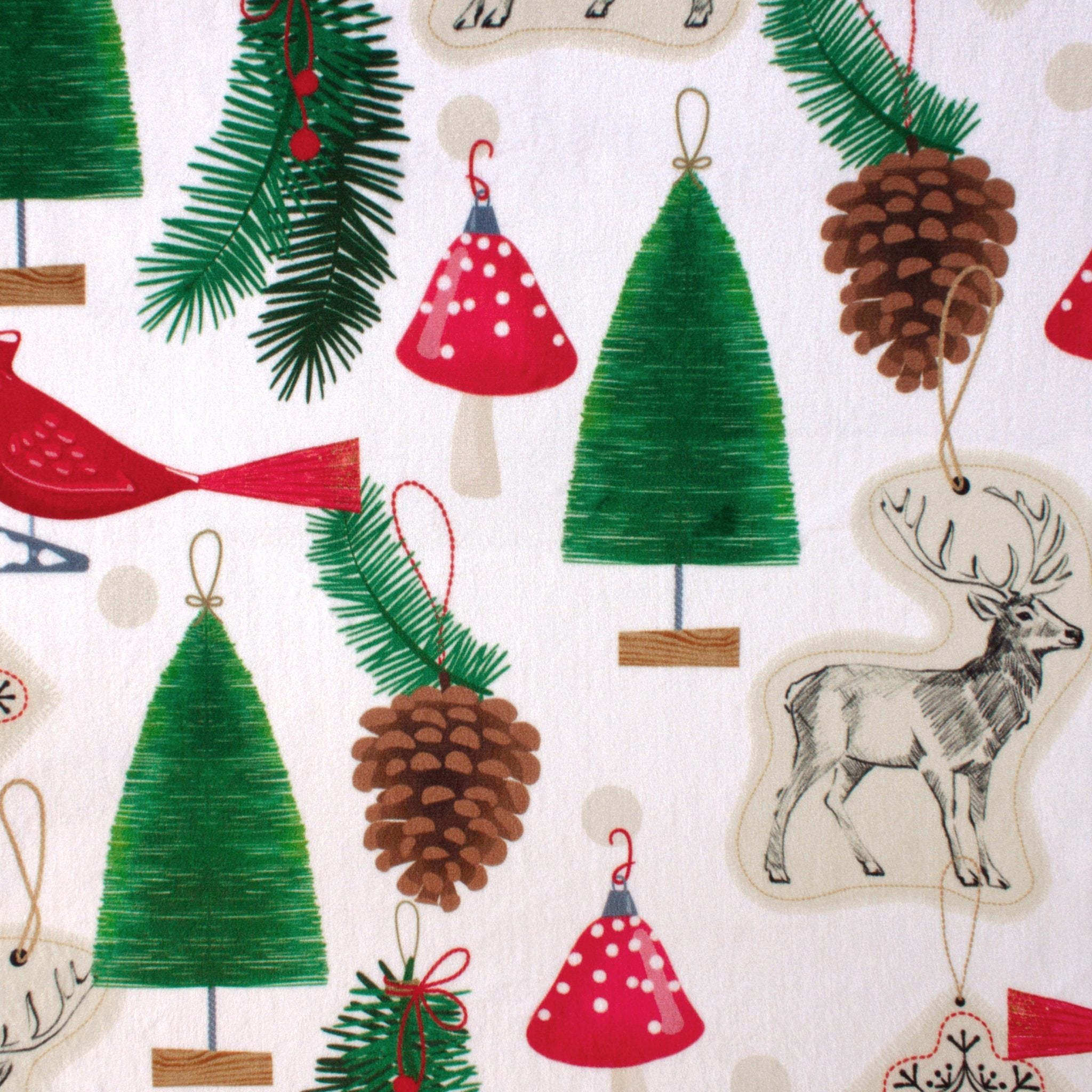 Christmas ornaments minky fabric, folded bolt detail