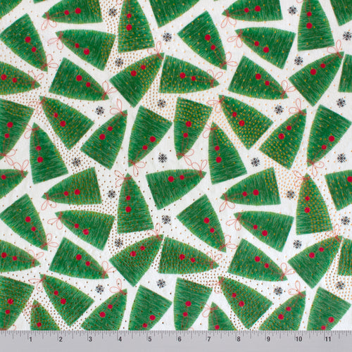 Christmas Trees minky fabric, close-up of plush pile