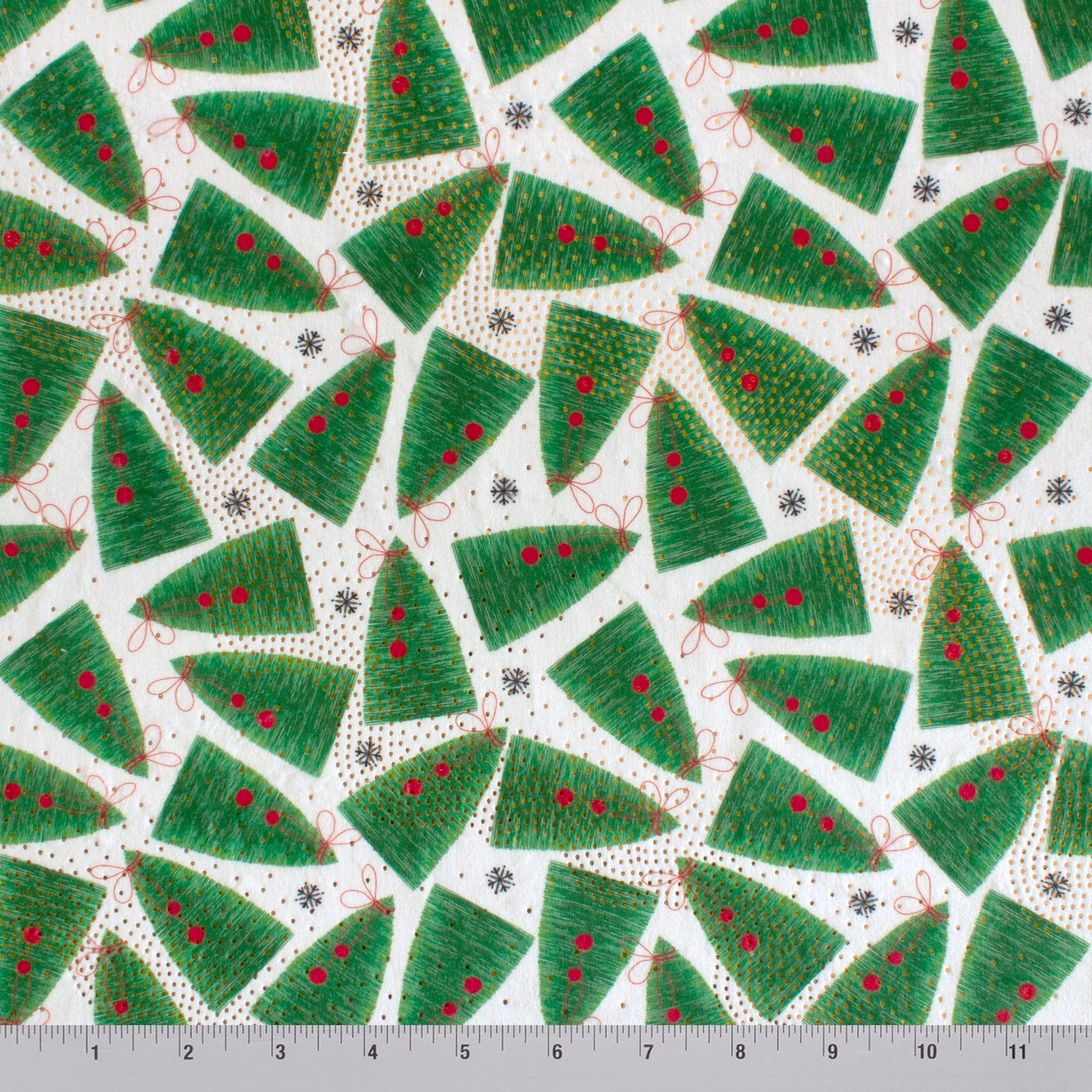 Christmas Trees minky fabric, close-up of plush pile