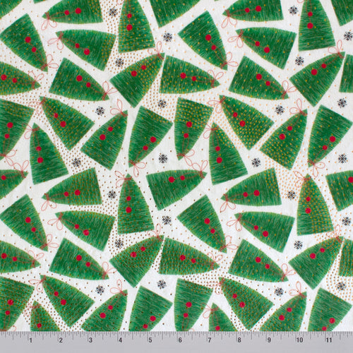 Christmas Trees minky fabric, close-up of plush pile