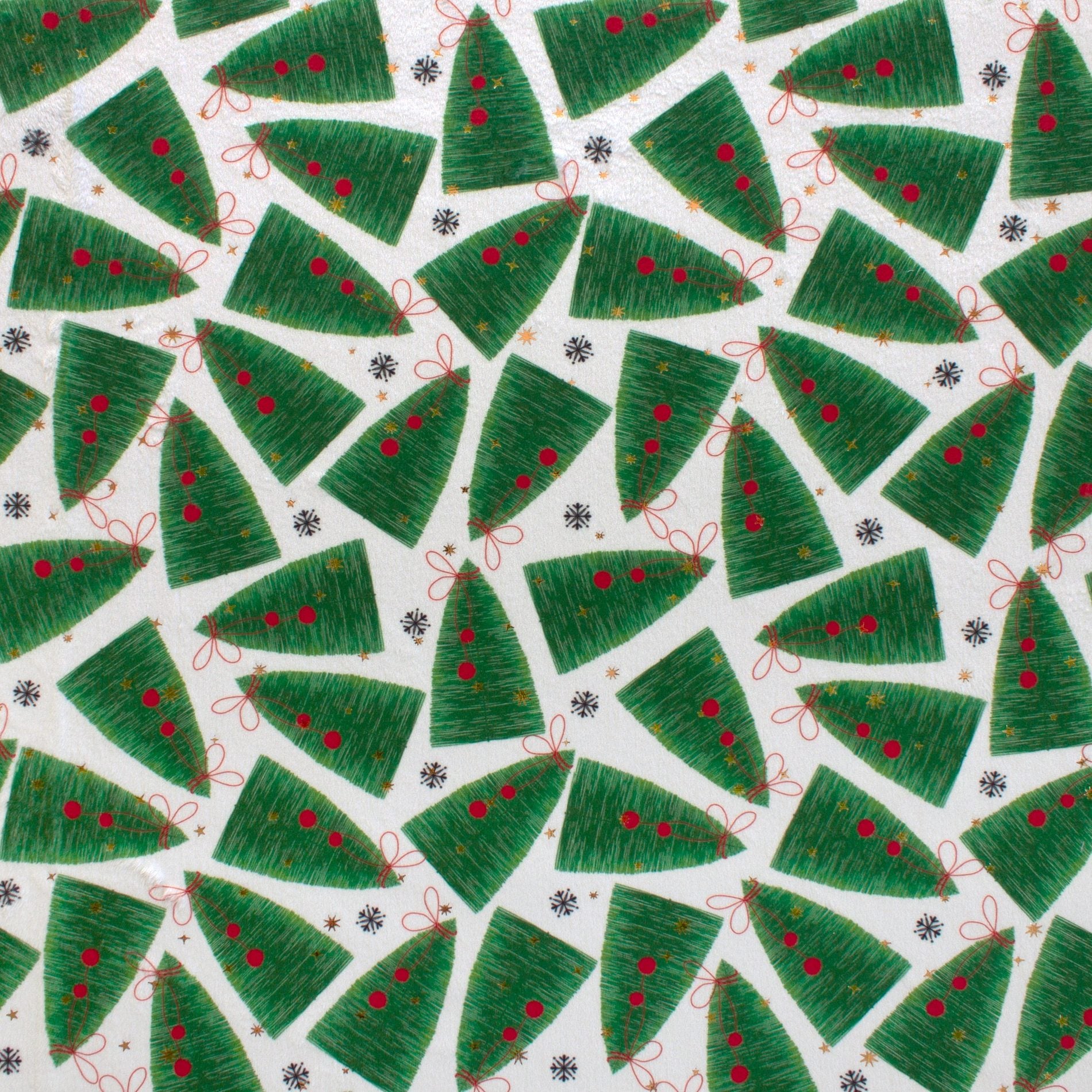 Christmas Trees minky fabric, holiday print detail