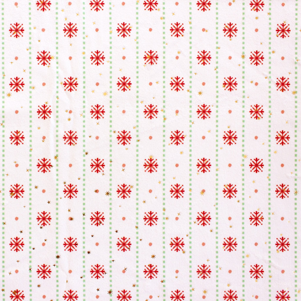 Ornament Stripe holiday print minky fabric, folded yardage