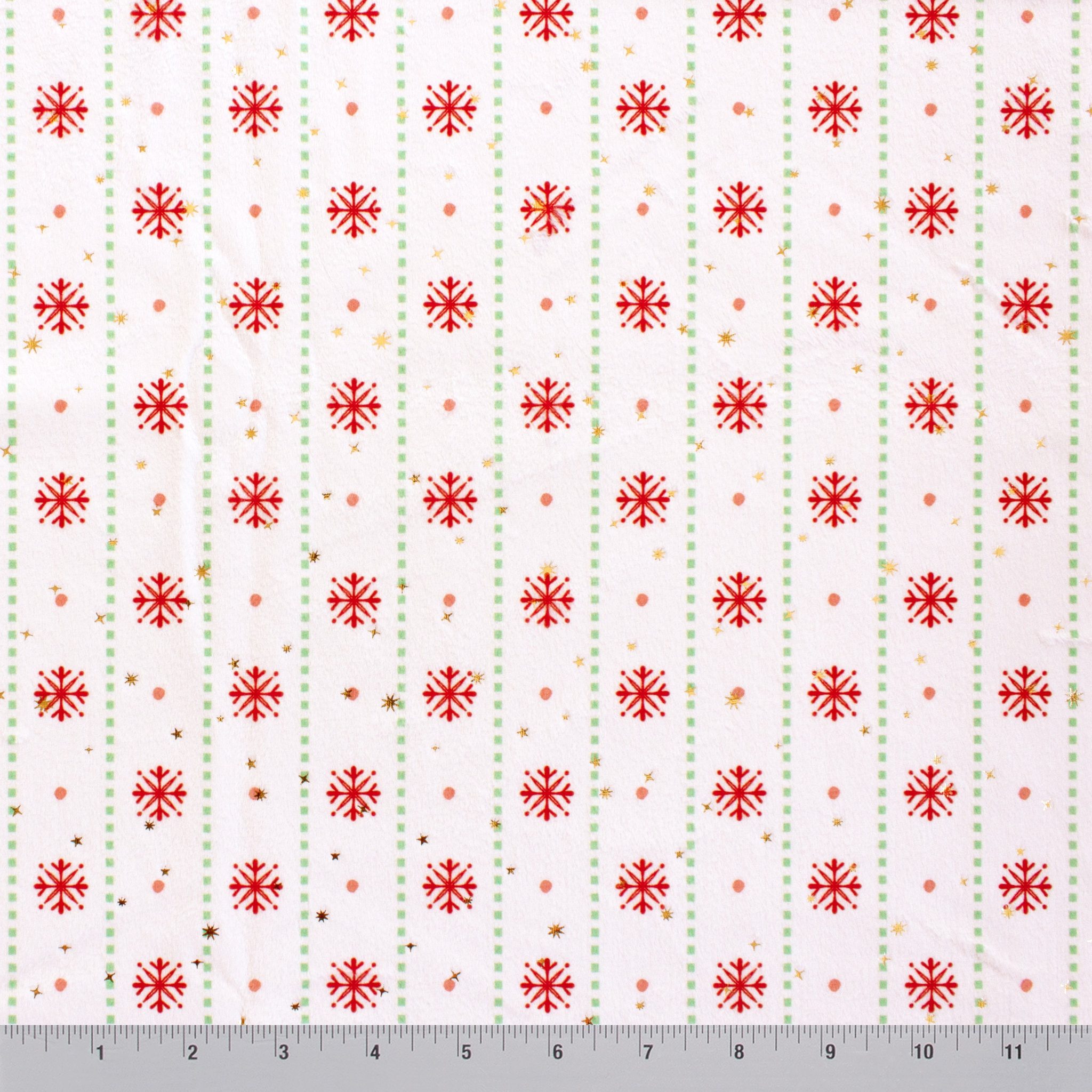 Ornament Stripe holiday print minky fabric, color detail