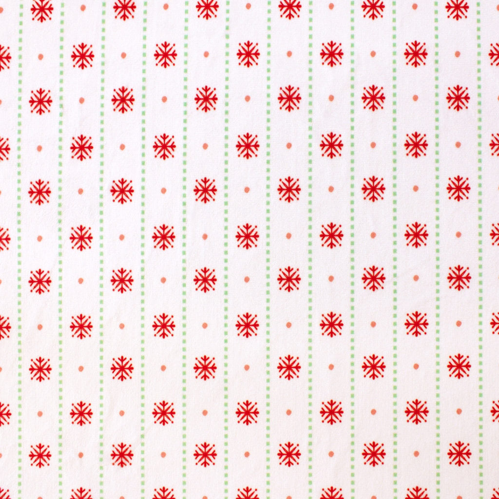 Ornament Stripe holiday print minky fabric, edge view