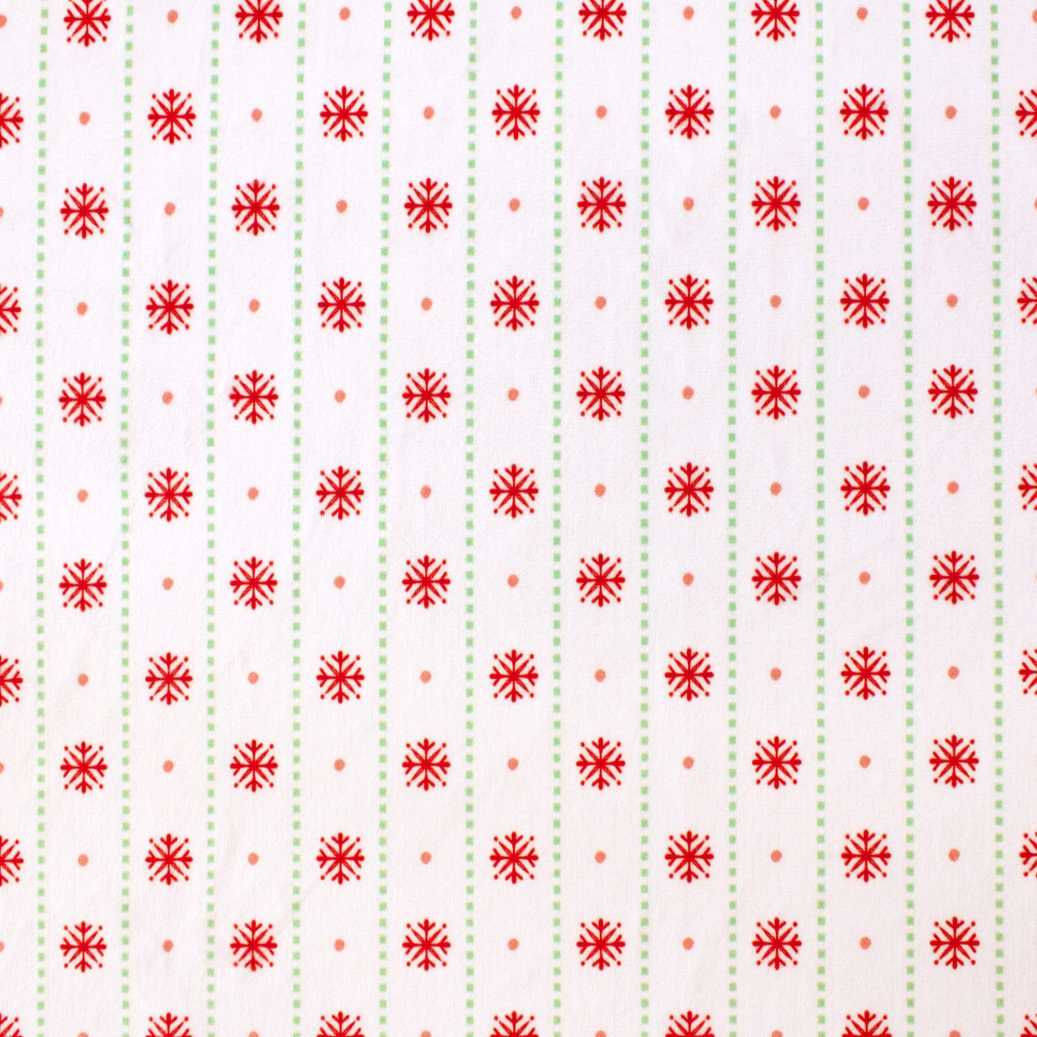 Ornament Stripe holiday print minky fabric, edge view