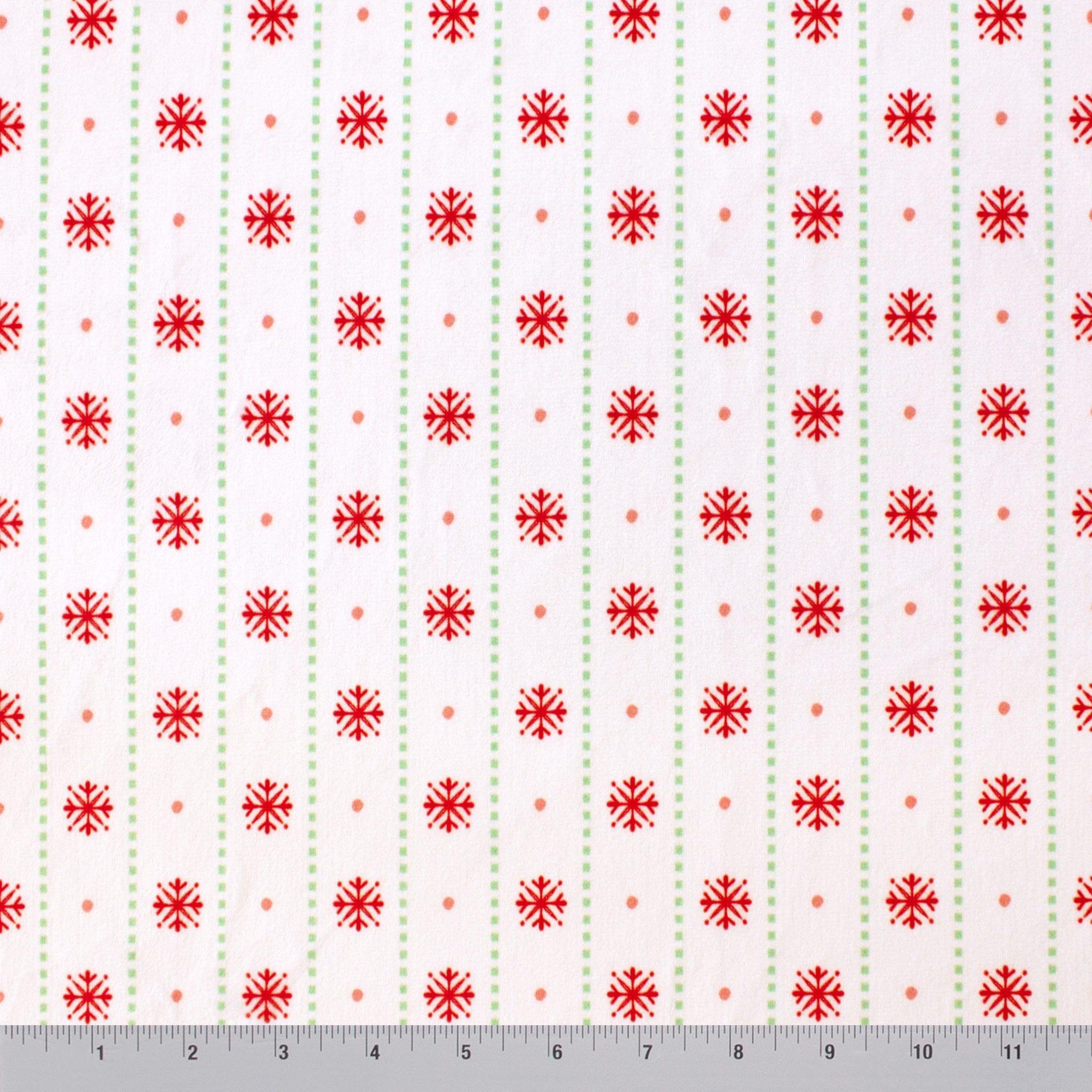 Ornament Stripe holiday print minky fabric, draped