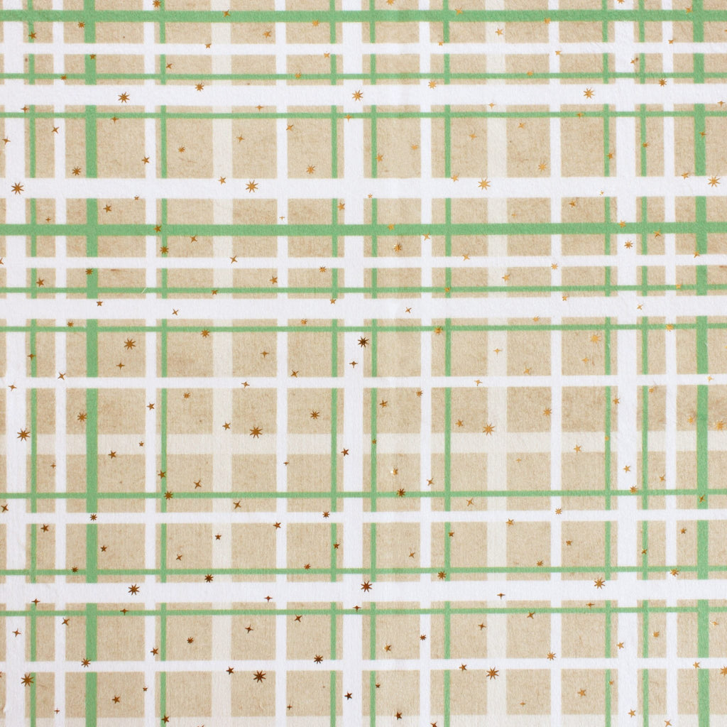 Ornament Plaid holiday print minky fabric, folded yardage