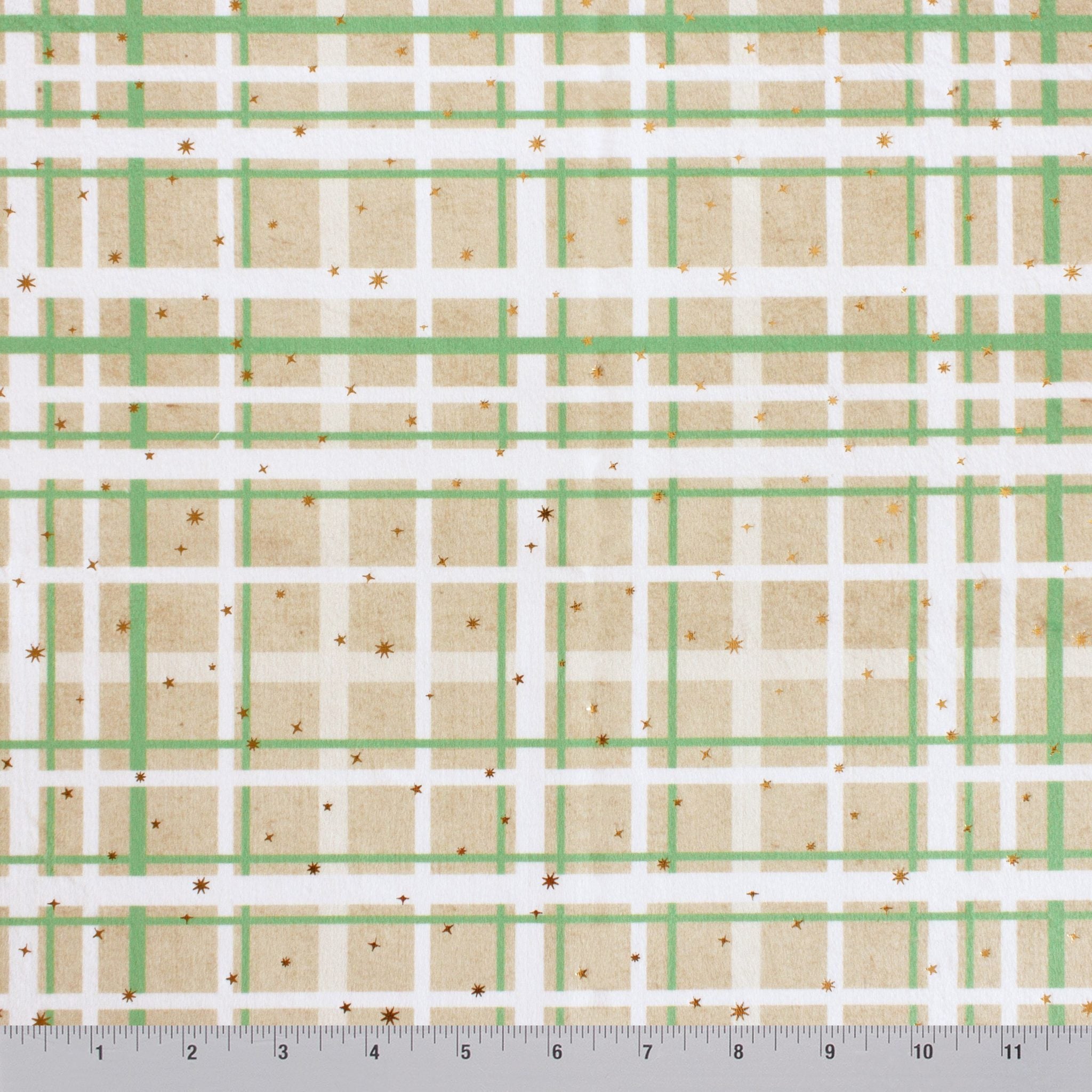 Ornament Plaid holiday print minky fabric, color detail
