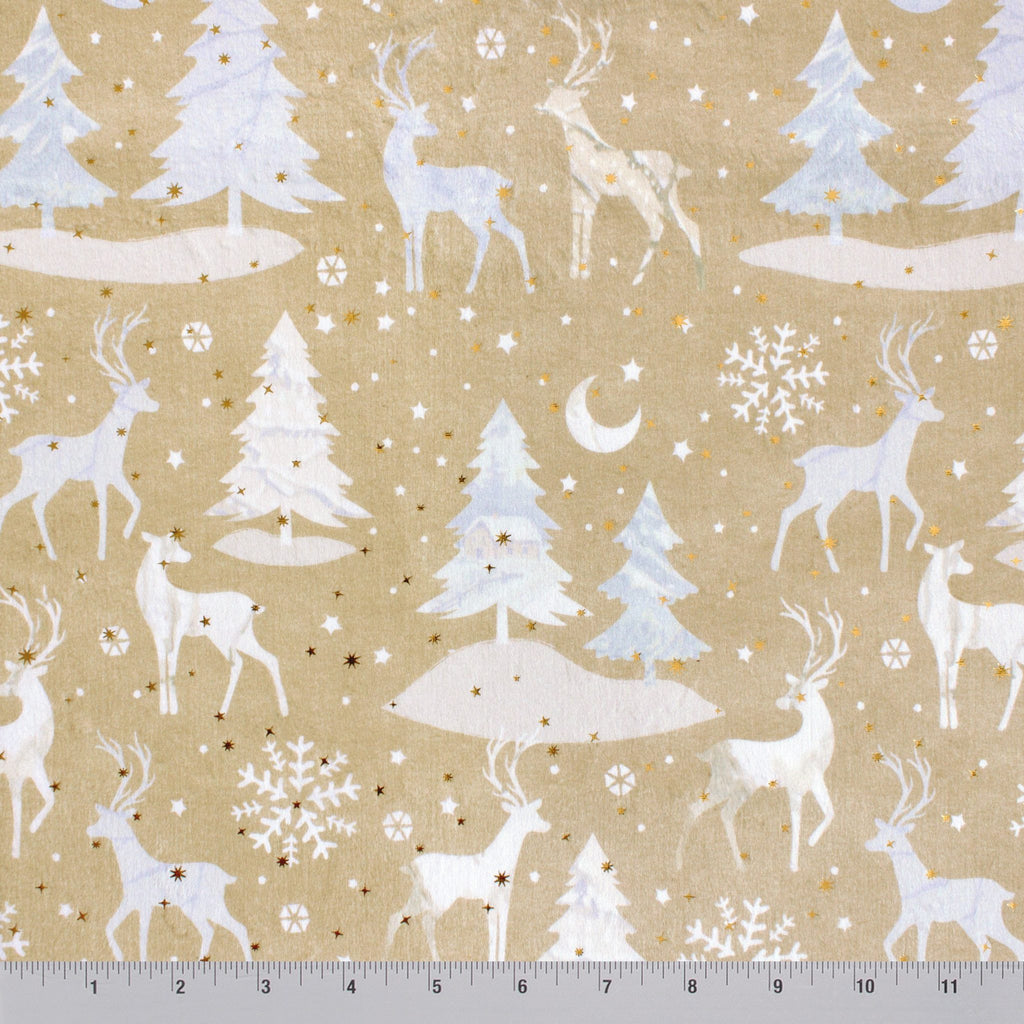 Christmas scene minky, draped throw showing full repeat