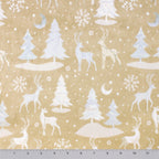 Christmas scene minky fabric, neutral palette wide view