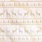 Reindeer stripe minky fabric, full Scandinavian stripe and reindeer print view