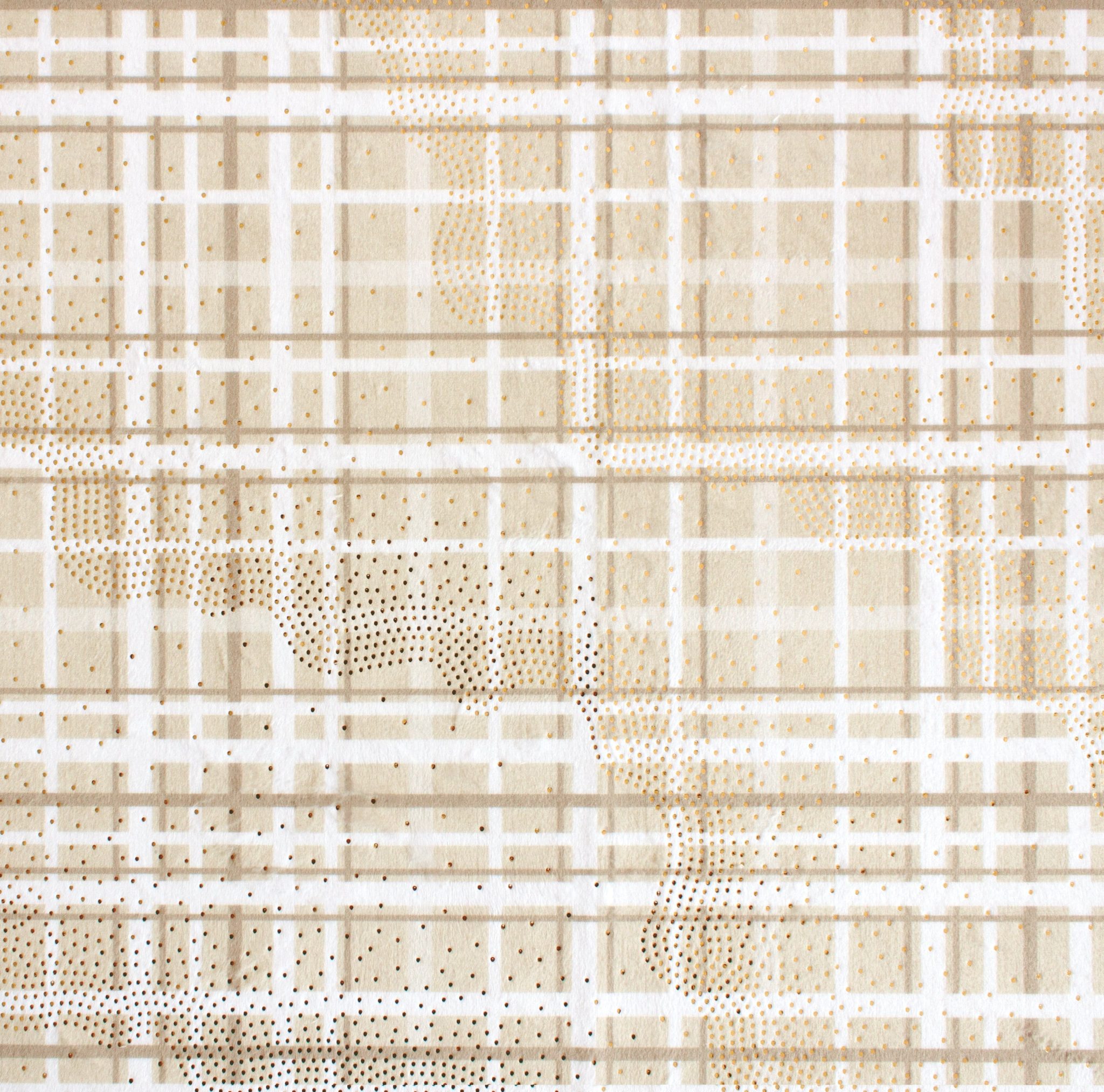 Reindeer plaid minky fabric, full neutral tone plaid print view