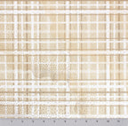 Reindeer plaid minky fabric, close-up of striped white lines and reindeer motif