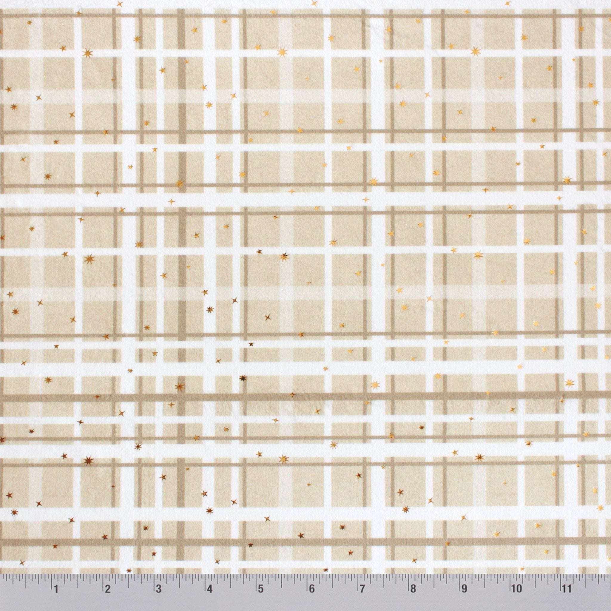 Reindeer plaid minky fabric, color option 5 folded yard view