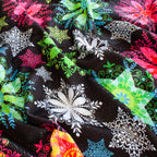 Neon Snowflakes holiday print minky fabric, pattern detail