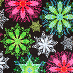 Neon Snowflakes holiday print minky fabric, color detail