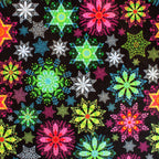 Tiny Neon Snowflakes holiday minky fabric, swatch