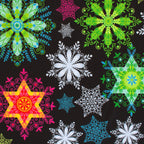 Neon Snowflakes holiday print minky fabric, texture