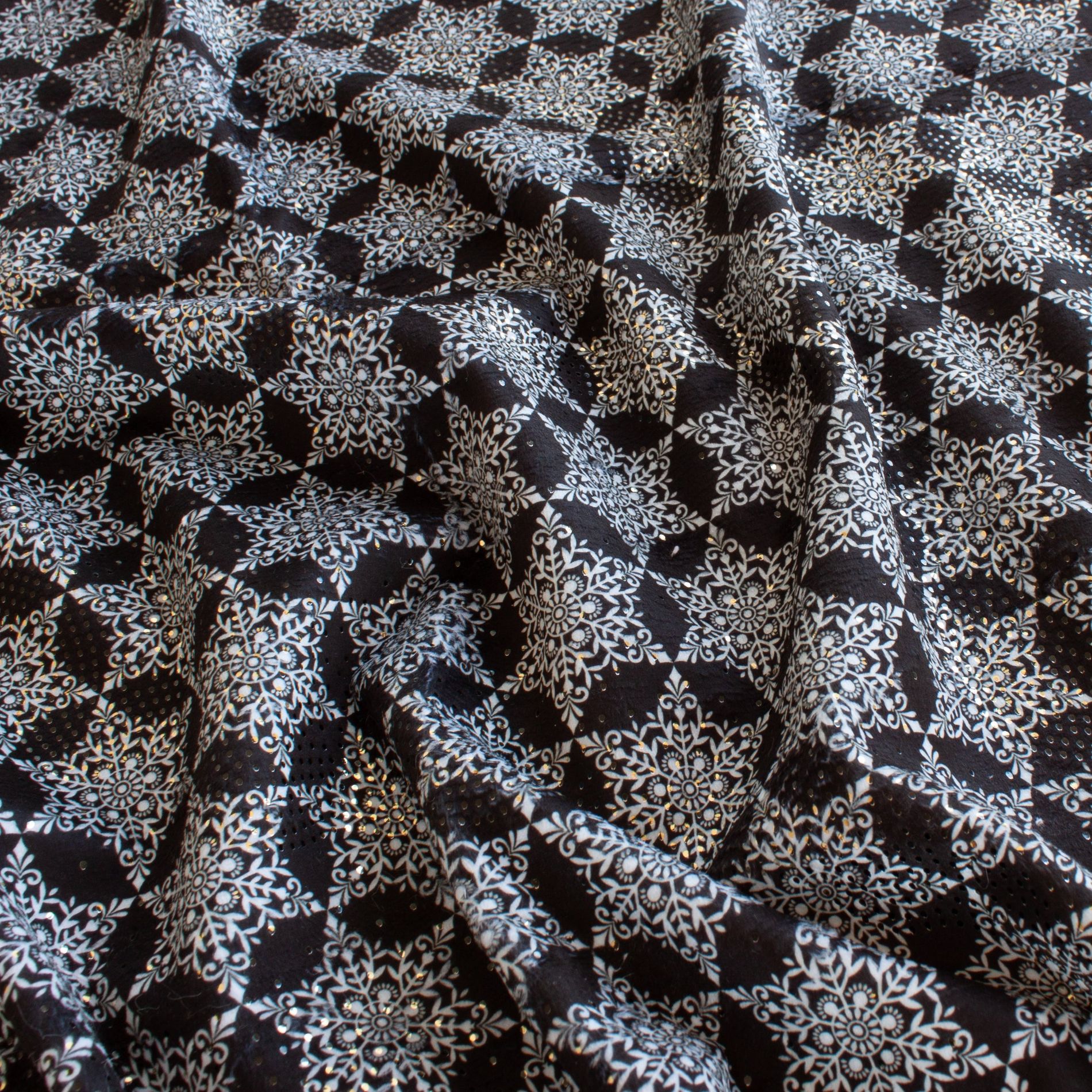 Snowflake Ditsy minky fabric, folded yardage