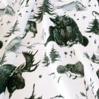 Rustic Mountain Toile minky fabric, draped