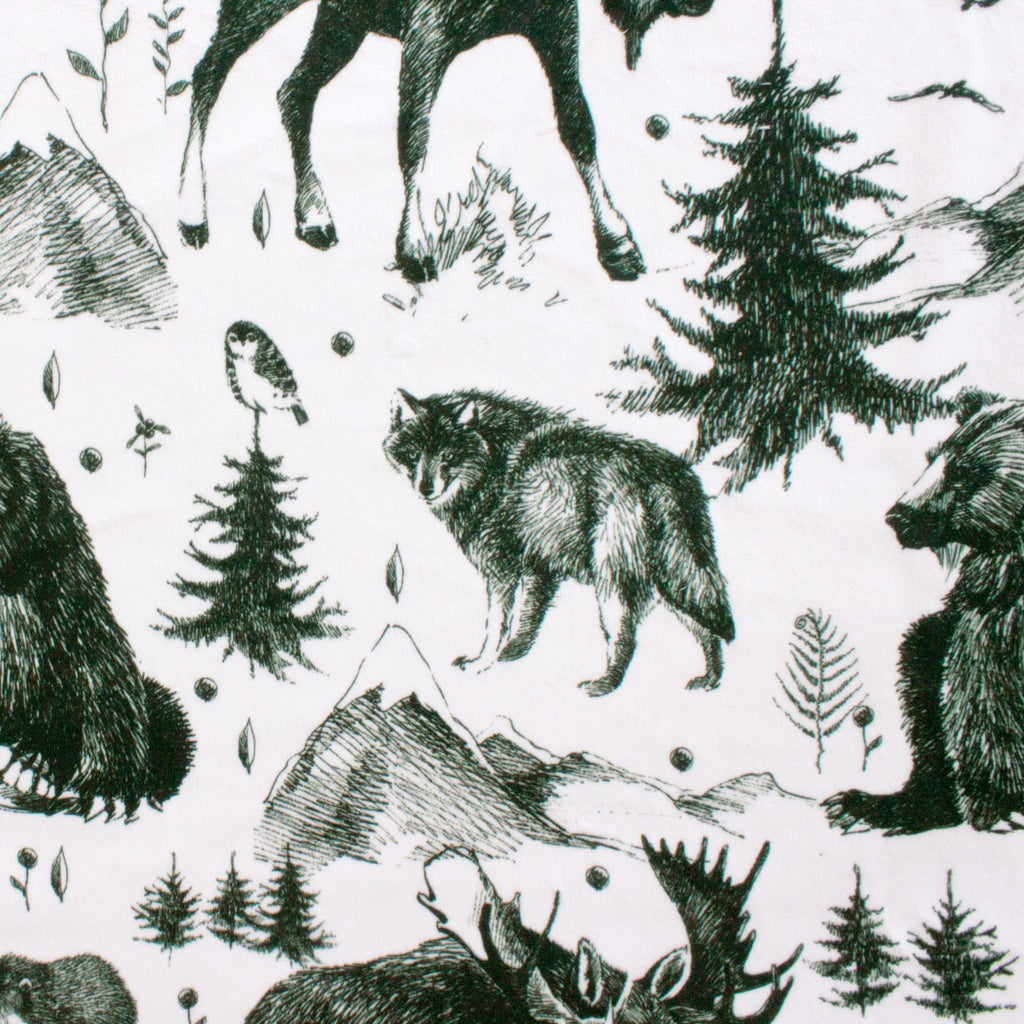Rustic Mountain Toile minky fabric, folded yardage