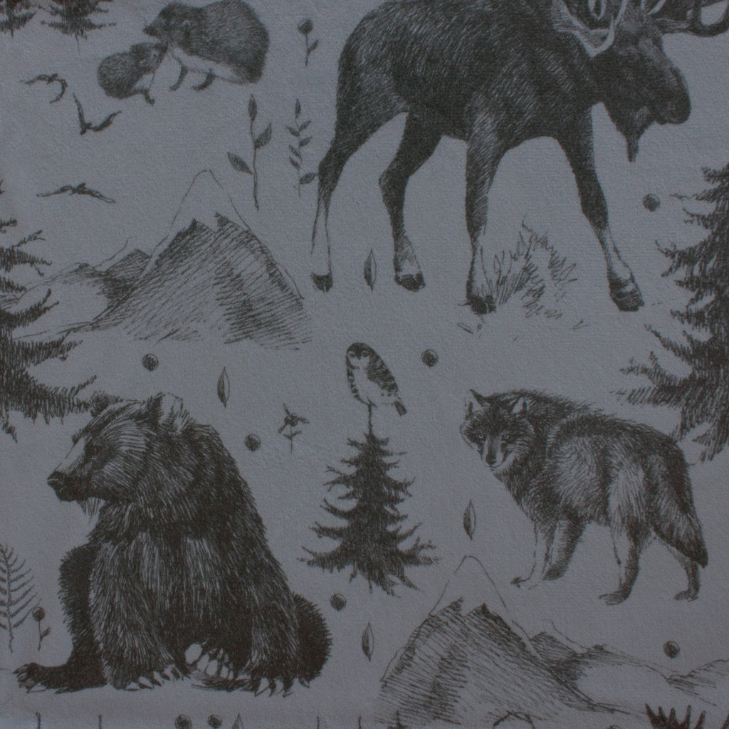 Rustic Mountain Toile minky fabric, texture close-up