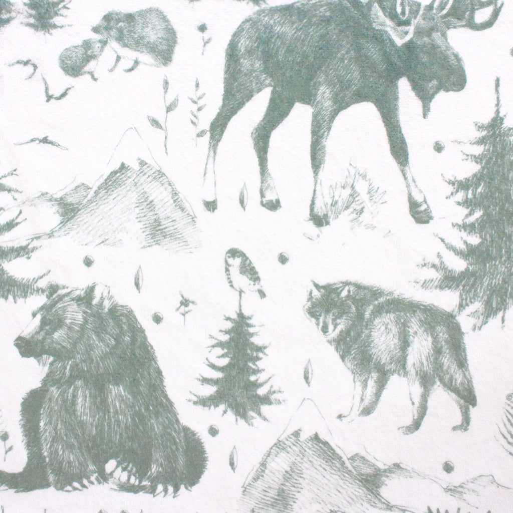 Rustic Mountain Toile minky fabric, bolt