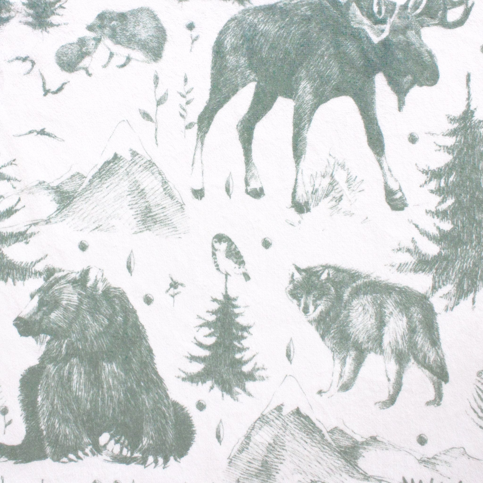 Rustic Mountain Toile minky fabric, bolt