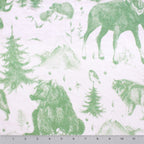 Rustic Mountain Toile minky fabric, mountain print close-up