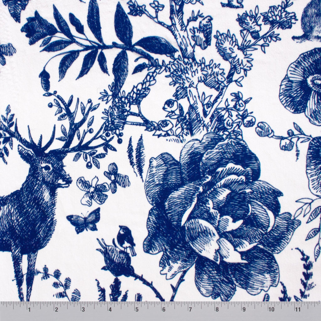 Rustic Woodland Toile minky fabric, full print repeat