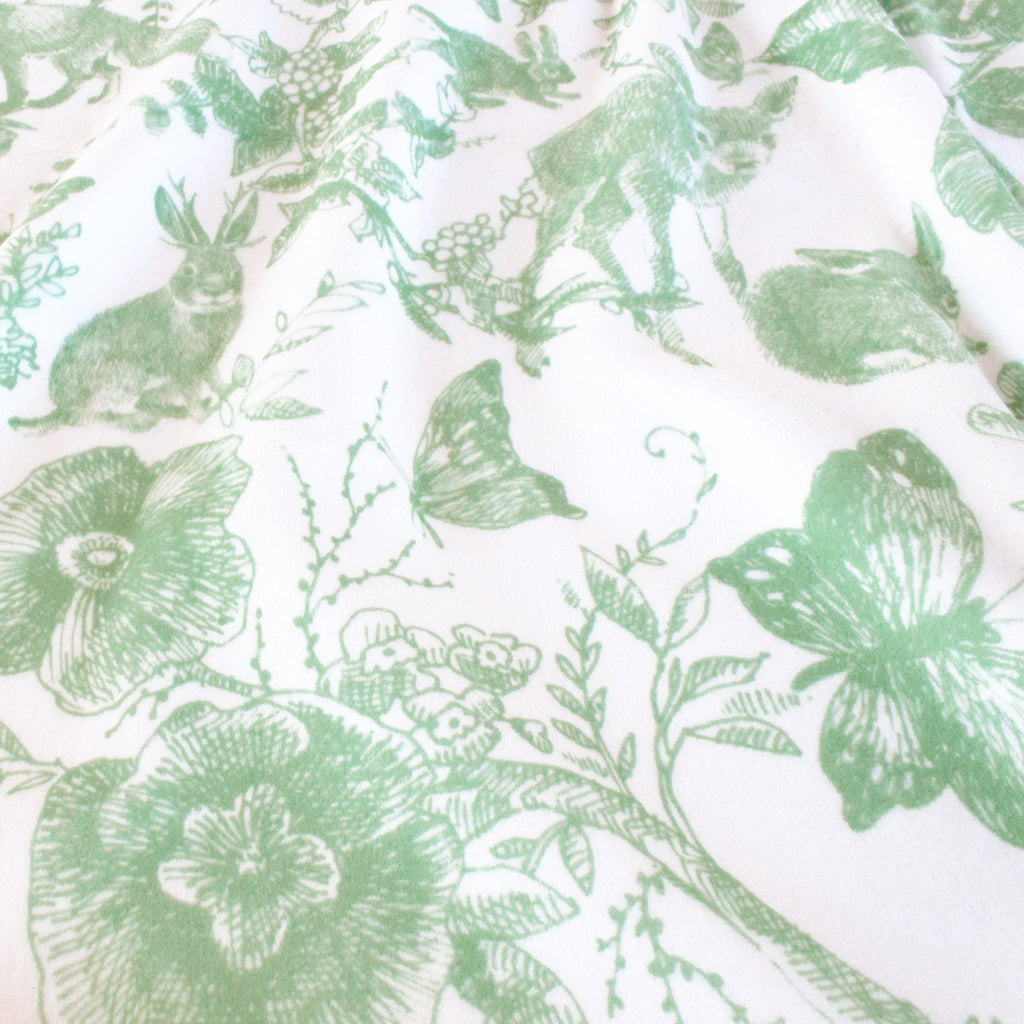 Rustic Woodland Toile minky fabric, flora detail