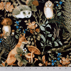 Rustic Woodland Foliage minky fabric, blue accent detail