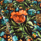 Scandinavian Linen Floral minky fabric, scrolling leaf detail