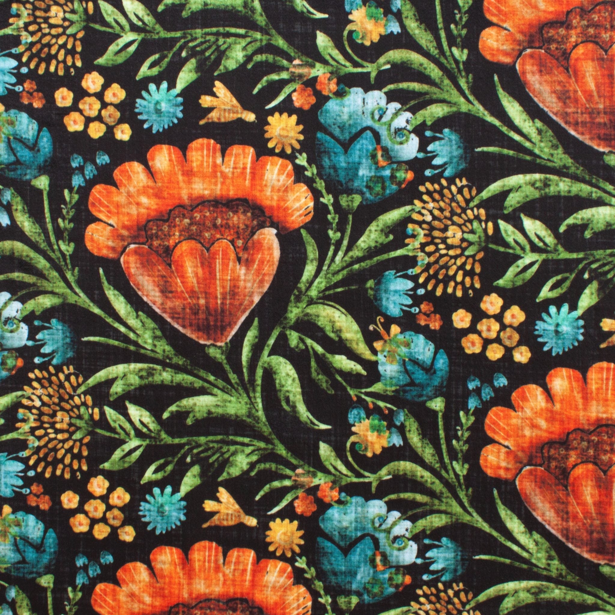 Scandinavian Linen Floral minky fabric, swatch