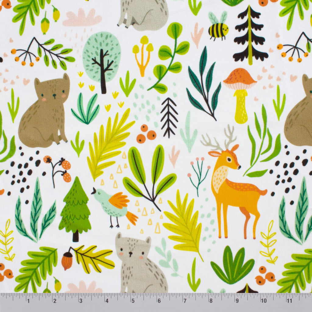 Frolicking Forest Friends minky fabric, folded yardage