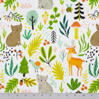 Frolicking Forest Friends minky fabric, folded yardage